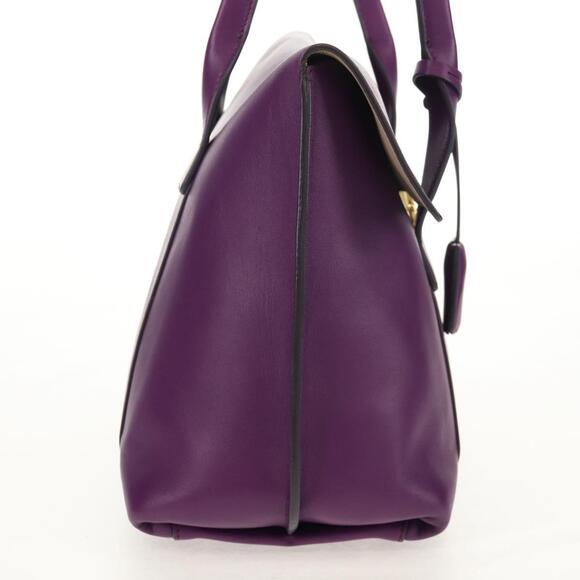 Salvatore Ferragamo Gancini Hand Bag Leather Purple Gold Auth BA8415V - Picture 4 of 16